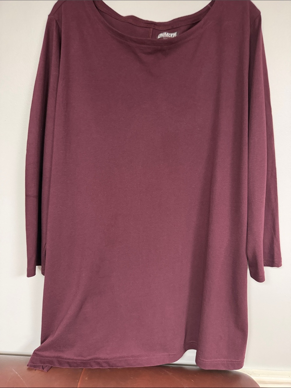 DULUTH TRADING WINE LOOSE FIT POLY WORKOUT 3/4 SLEEVES TEE XXL